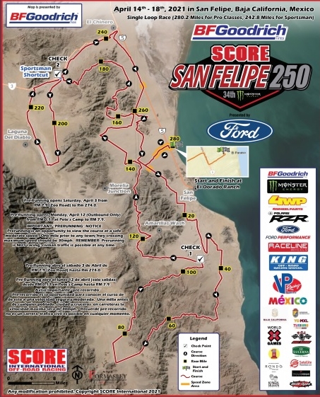 SCORE International: 2023 San Felipe 250- Full Entry List and Race Course  Map